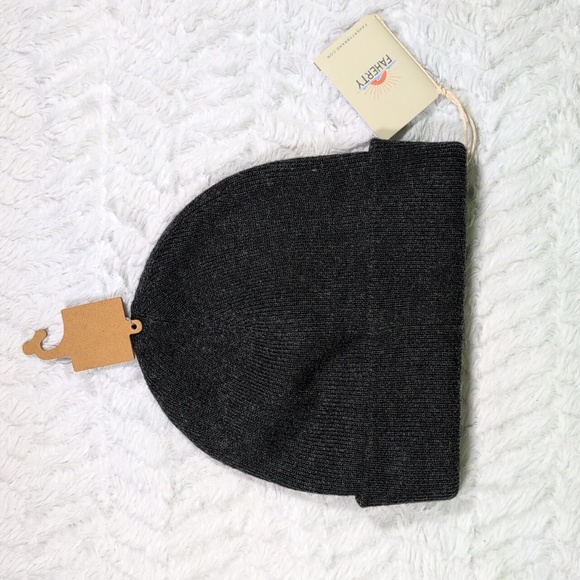 486. Faherty Core Logo Beanie | Color: Charcoal Heather - Picture 3 of 4